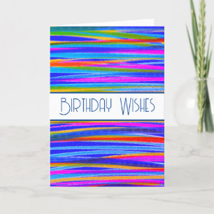 Birthday Wishes Colourful Lined  Card