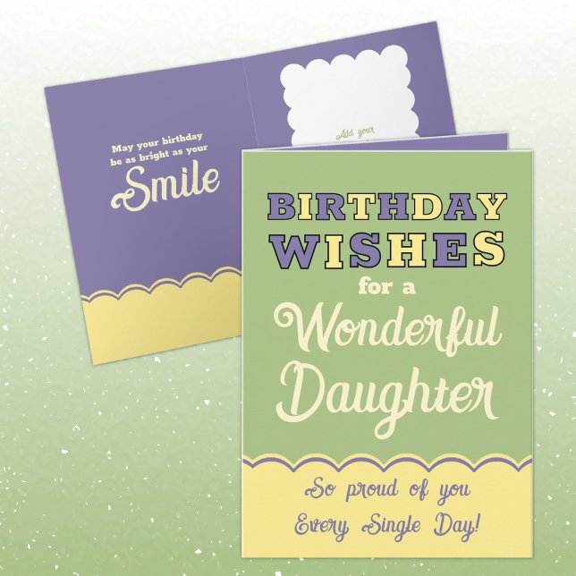 Birthday wishes daughter purple green card (Creator Uploaded)
