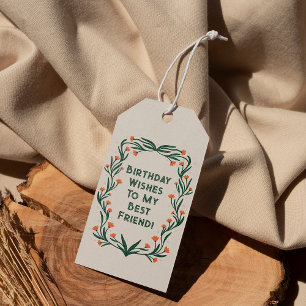 Birthday Wishes Elegant Floral Frame Gift Tags