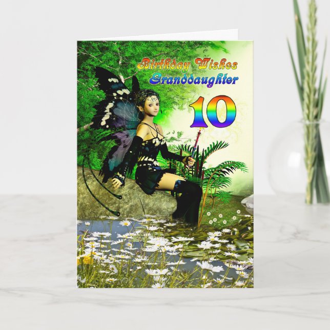 Birthday wishes for Grandddaughte, 10 from a fairy Card (Front)