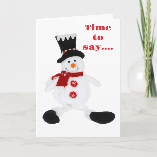 BIRTHDAY WISHES FROM ADORABLE SNOWMAN HOLIDAY CARD (Front)