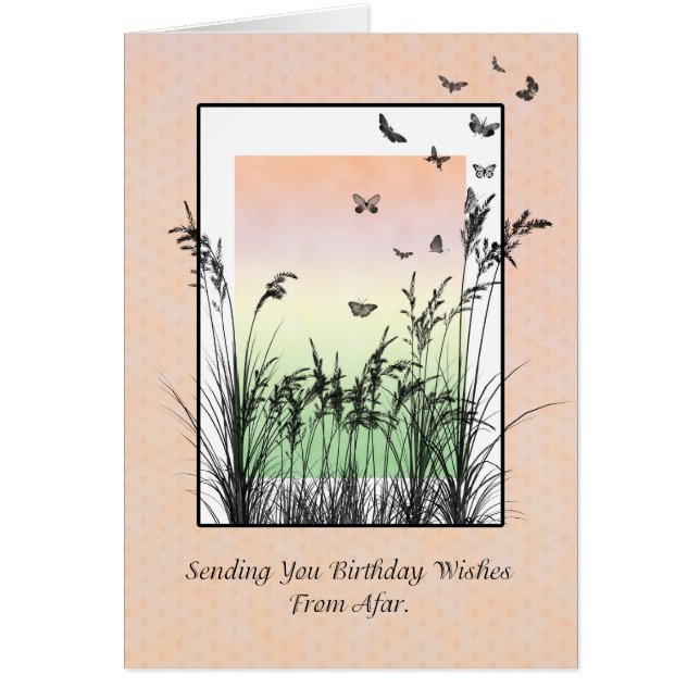 Birthday Wishes From Afar, with Butterflies (Front)