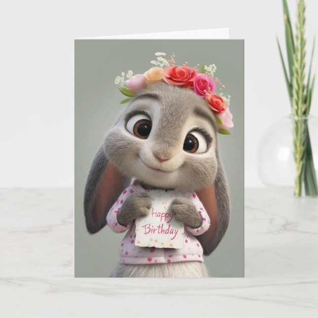 Birthday Wishes from the Sweetest Little Bun Card (Front)