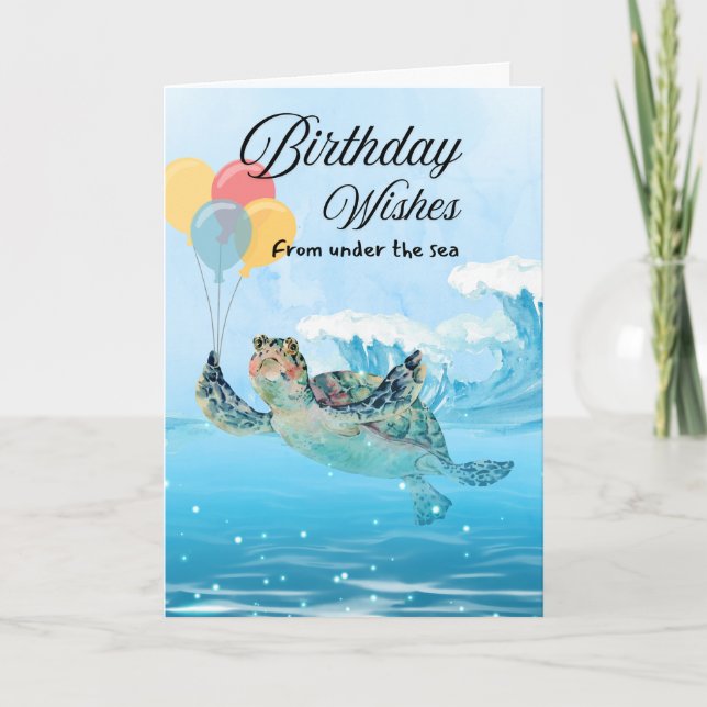 Birthday Wishes from Under the Sea Turtle Card (Front)