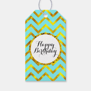 Birthday wishes girly gold personalise gift tags