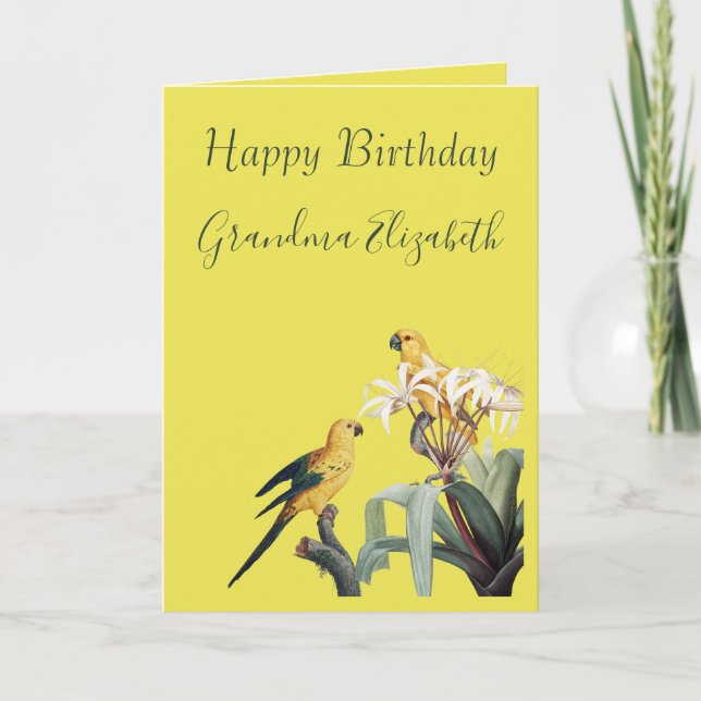 Birthday Wishes Grandma Parrots Card (Front)
