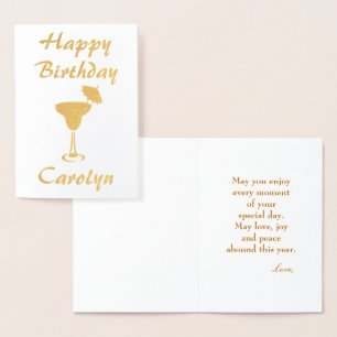 Birthday Wishes Martini Glass Foil Card