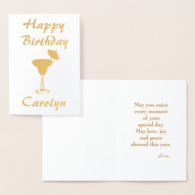 Birthday Wishes Martini Glass Foil Card (Display)