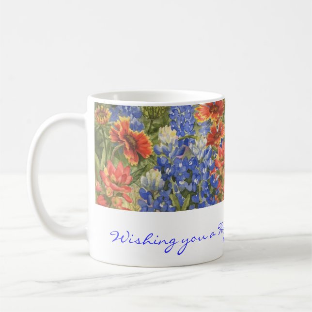 Birthday Wishes! Texas Wildflowers Mug (Left)