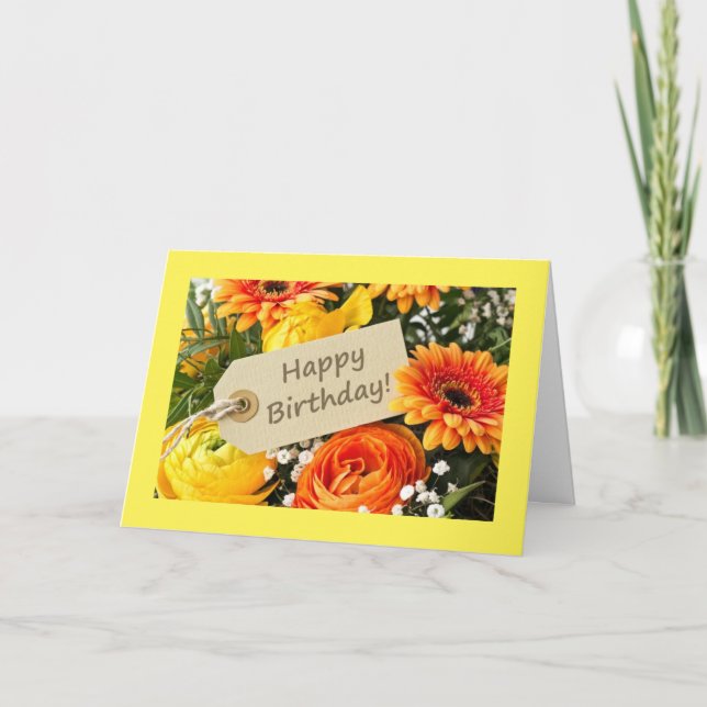 ***BIRTHDAY WISHES*** WITH DELIGHTFUL FLOWERS CARD (Front)