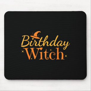 Birthday Witch Funny Halloween Shirt Mouse Mat