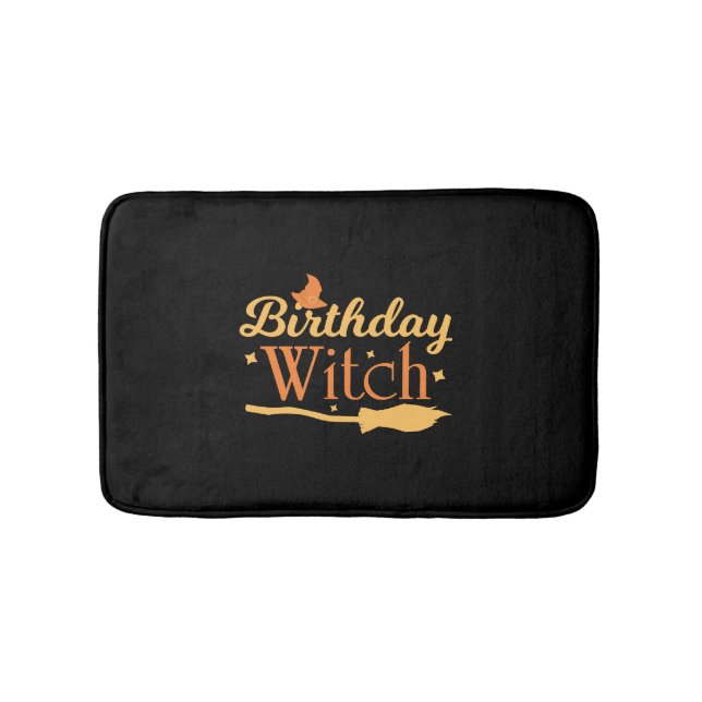 Birthday Witch Halloween Birthday Bath Mat (Front)