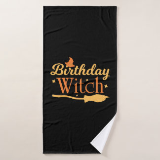 Birthday Witch Halloween Birthday Bath Towel