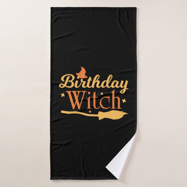 Birthday Witch Halloween Birthday Bath Towel (Bath Towel)