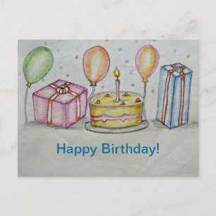 Birthday with balloons postcard