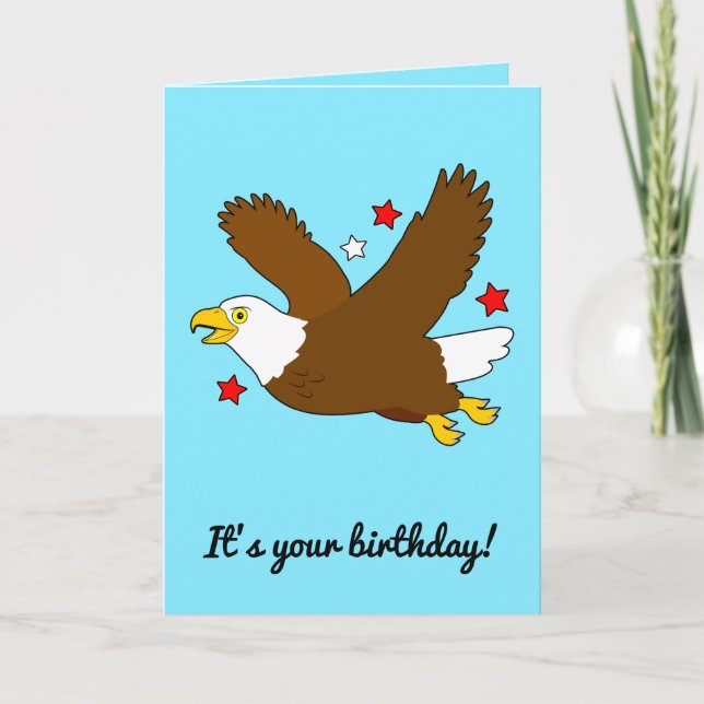 Birthday with Eagle Soaring Among the Stars Card (Front)