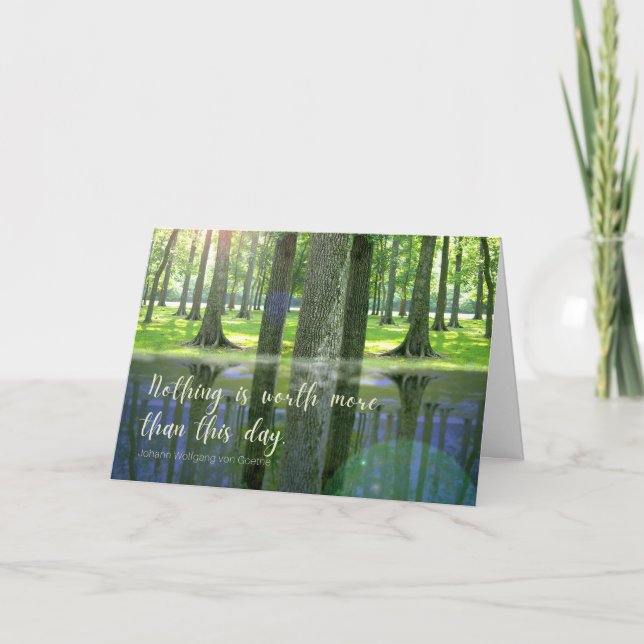 Birthday with Goethe Quote Sunlight and Woods Card (Front)