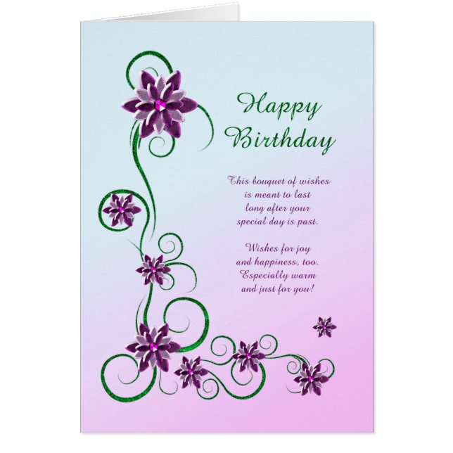 Birthday with Scrolls and Flowers  (Front)