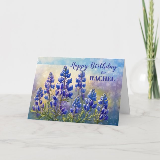 Birthday with Texas Bluebonnets Painting  Card (Front)