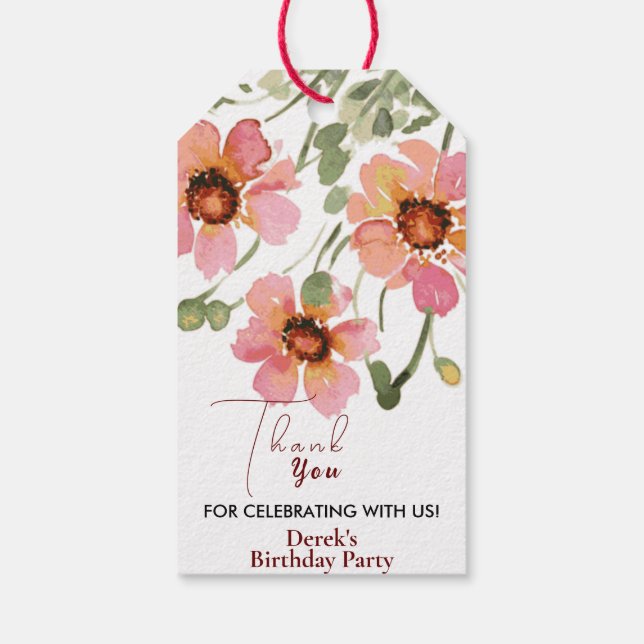  Birthday with wild flower Gift Tags (Back)
