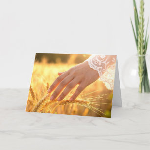 Birthday Woman's Hand Touching Wheat Tassels Card