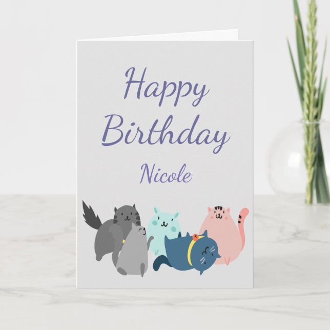 Birthday Women Collect Cats Many paws Humour Custo Card (Front)