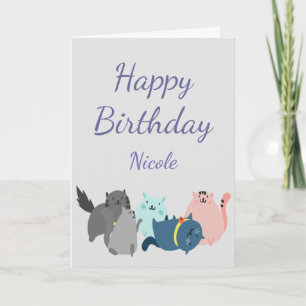 Birthday Women Collect Cats Many paws Humour Custo Card