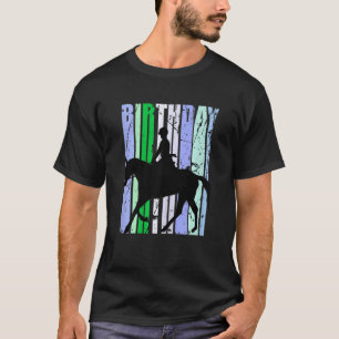 Birthday Womens Horse Riding Life Girl Blue Green  T-Shirt