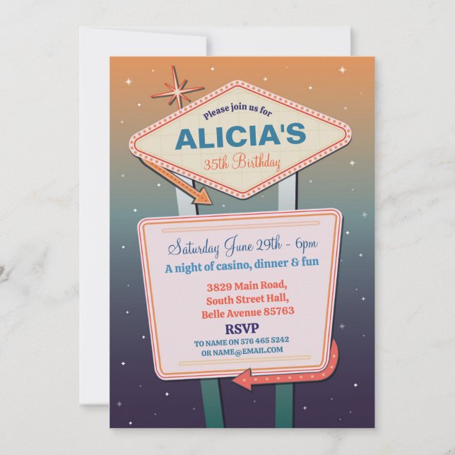 Birthday Womens Las Vegas Casino Party Invitation (Front)