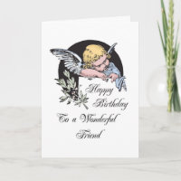 Birthday Wonderful Friend Vintage Religious Angel