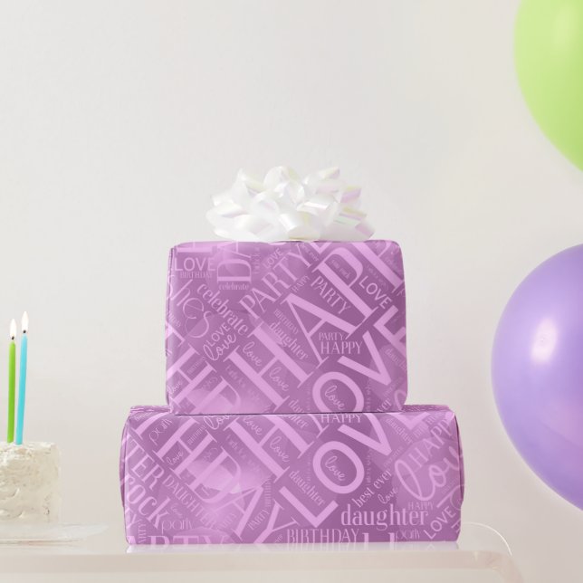 Birthday Word Cloud Daughter Orchid ID272 Wrapping Paper (Party Gifts)