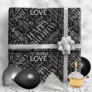 Birthday Word Cloud Grandma Silver ID276 Wrapping Paper