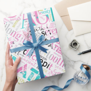 Birthday Word Cloud Seventy Pink ID266 Wrapping Paper