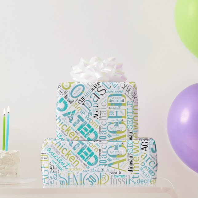 Birthday Word Cloud Thirty Blue ID266 Wrapping Paper (Party Gifts)