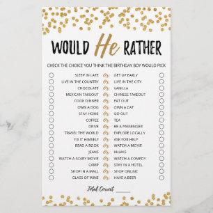 Birthday Would He Rather editable game