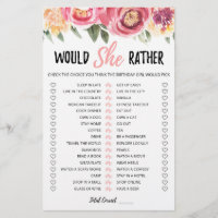 Birthday Would She Rather editable game