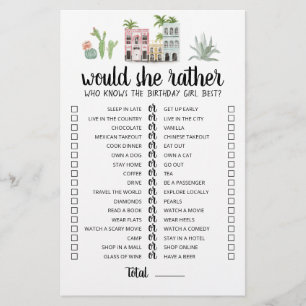 Birthday Would She Rather editable game