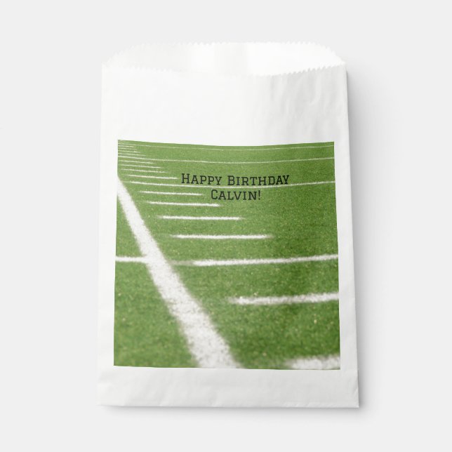 Birthday Yard Lines On The Green  Field Football Favour Bags (Front)
