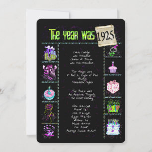 Birthday Year 1925 Invitation