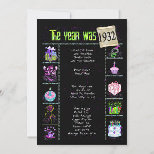 Birthday Year 1932 Invitation
