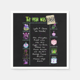 Birthday Year 1968 Party Paper Napkin