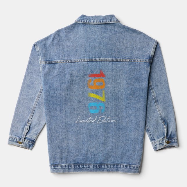 Birthday Year 1976  Used Grunge Vintage  Denim Jacket (Back)