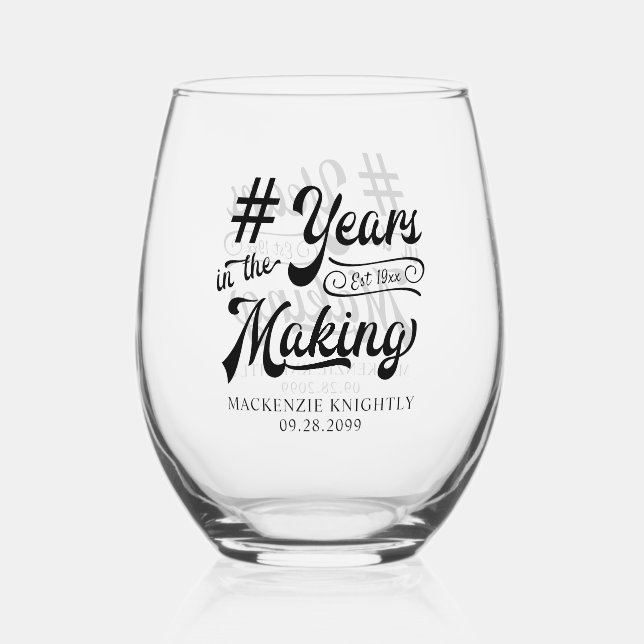 Birthday YEARS IN THE MAKING Personalised Stemless Wine Glass (Front)