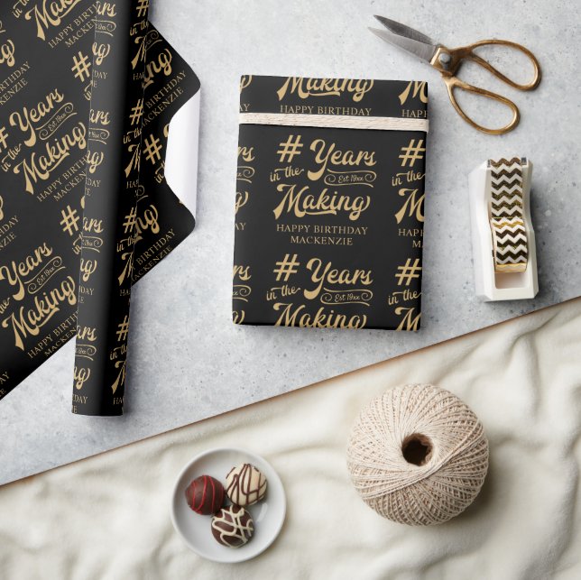 Birthday YEARS IN THE MAKING Script Personalised Wrapping Paper (Crafts)