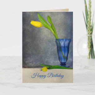birthday-yellow tulip in sundae glass card
