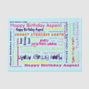 Birthday,Your Name-Blue Tissue Paper TEMPLATE