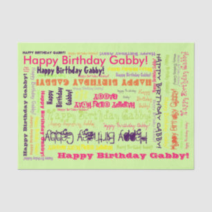 Birthday,Your Name-Green Tissue Paper TEMPLATE