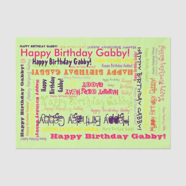 Birthday,Your Name-Green Tissue Paper TEMPLATE (Front)