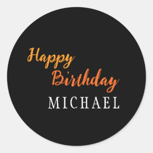 Birthday Your Name Minimalist Personal Modern Classic Round Sticker