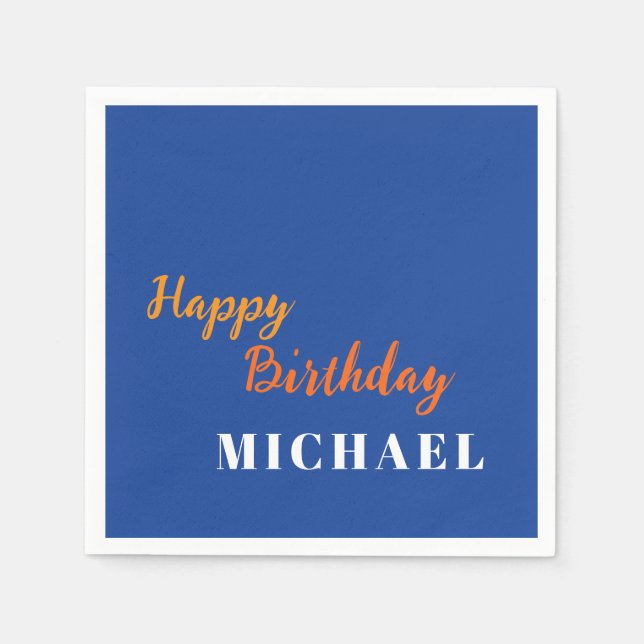 Birthday Your Name Minimalist Personal Modern Napkin (Front)
